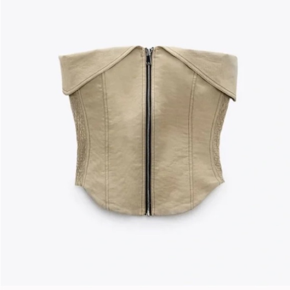 Zara Topstiched Zipper Bustier